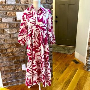 Maeve for Anthropologie Fuschia Print Bettina Dress-Small